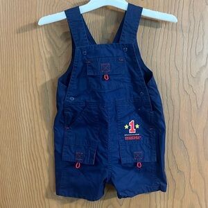 OshKosh B'Gosh Infant Vintage Blue Shorts Overalls 6-9M‎